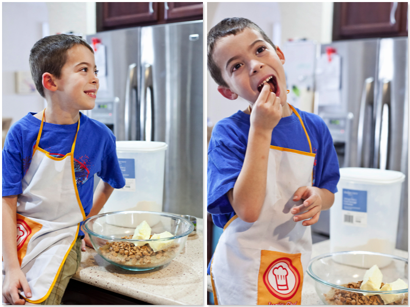 My son "helping" me with the test batch.