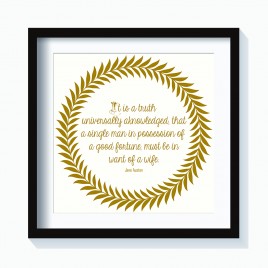 “Pride and Prejudice” Opening Line – Downloadable Print
