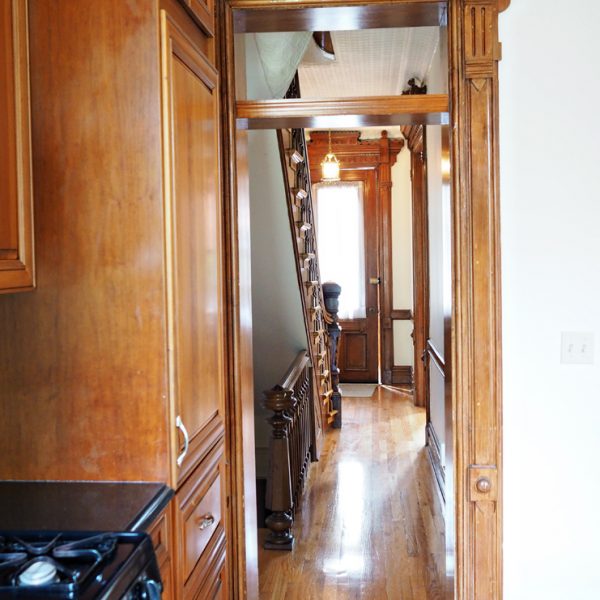Looking to the front door from the kitchen