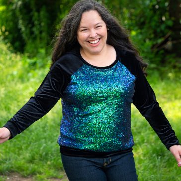 Sequins and Stretch Velvet Grainline Studio Linden Sweatshirt. Or, Being Scared of Fabric is Silly.