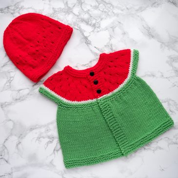 Watermelon Baby Cardigan and Hat